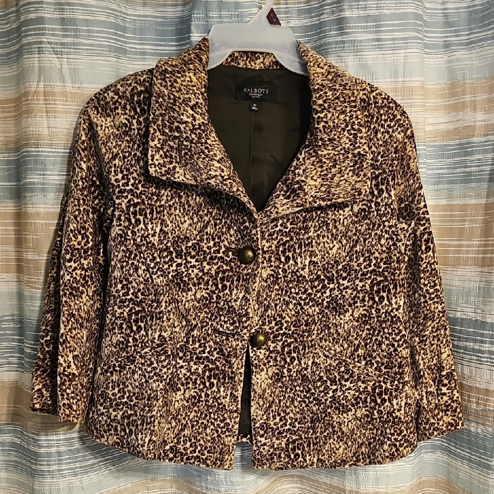 Talbots Women's Petite Leopard Print Jacket
